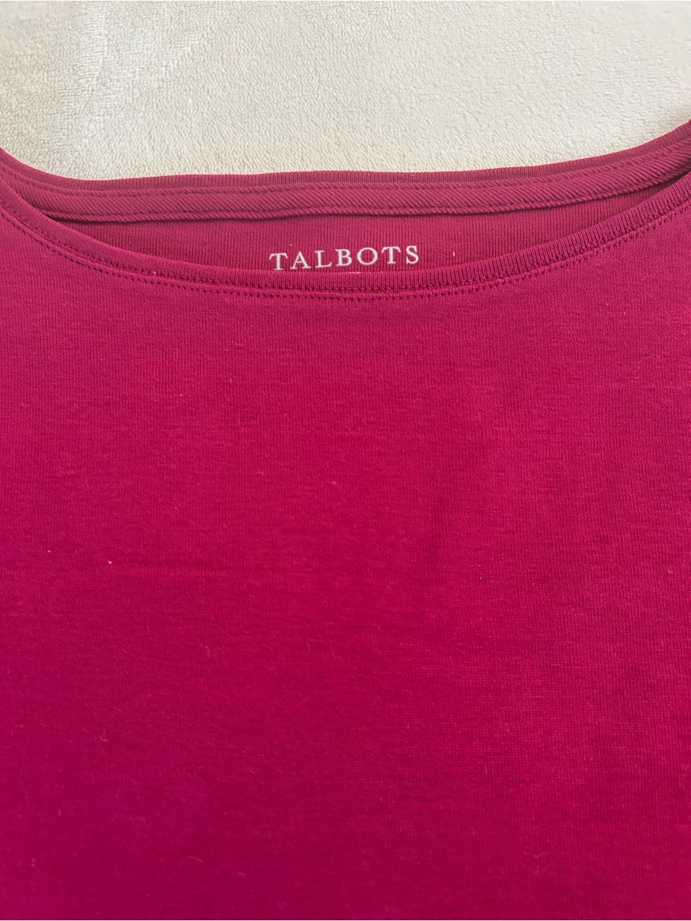 Talbots Raspberry Boatneck Long Sleeve Top - Picture 3 of 5